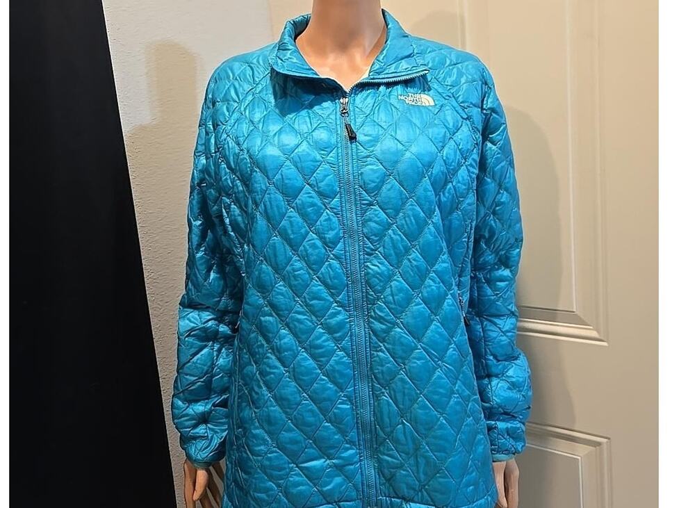 The North Face ThermoBall Womens Large Teal Blue Quilted Insulated Jacket #0413